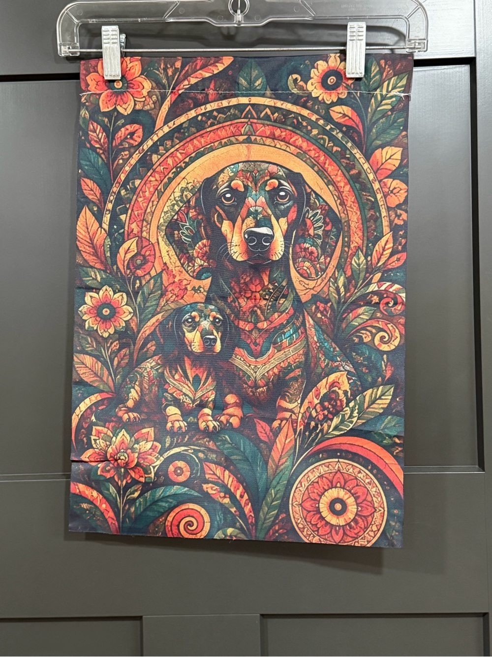 Decorative daschund garden flag  - Multicolor Floral Dachshund Design- NWOT